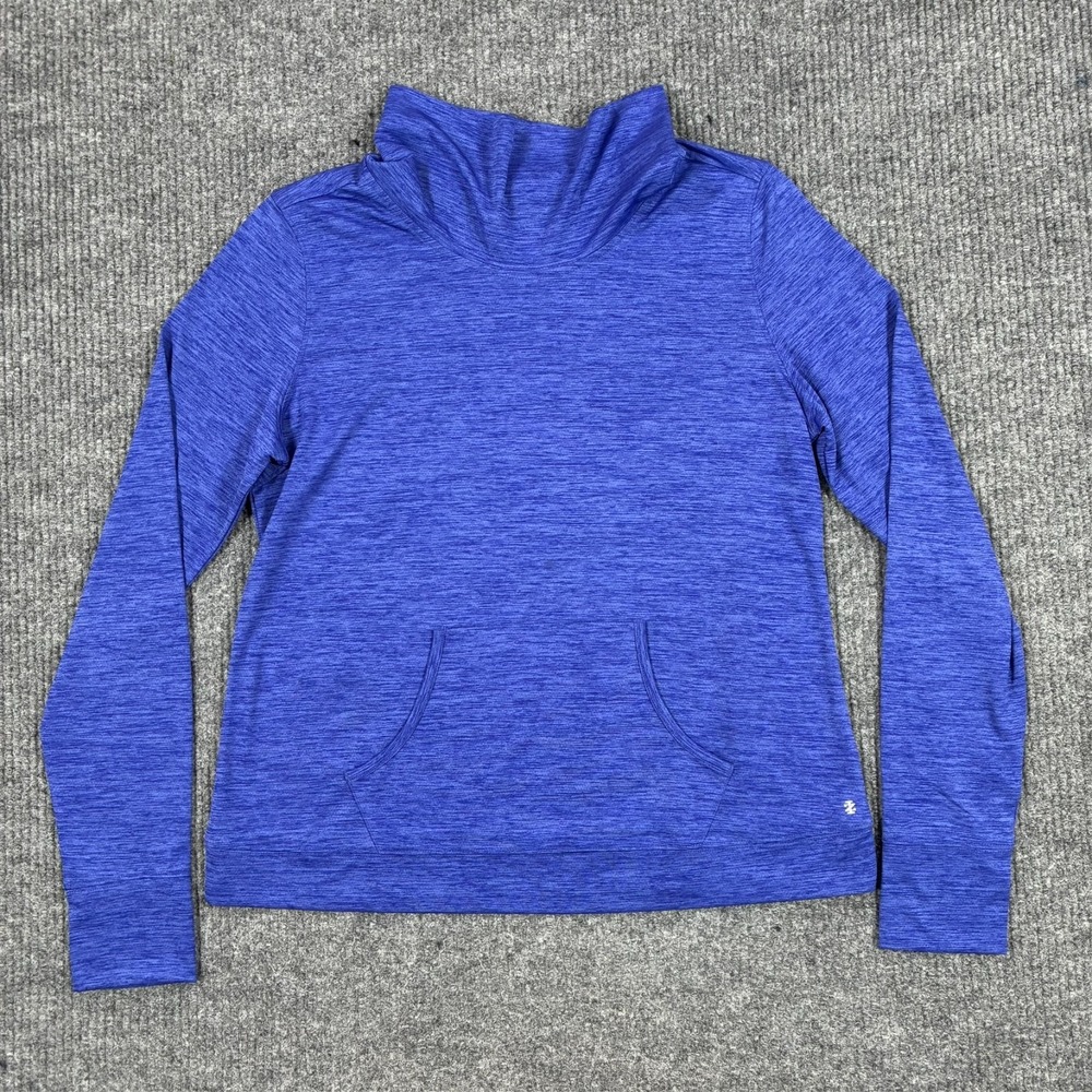 IZOD Womens Size Large Purple Cowl Neck Pullover Hoodie Kangaroo Pocket